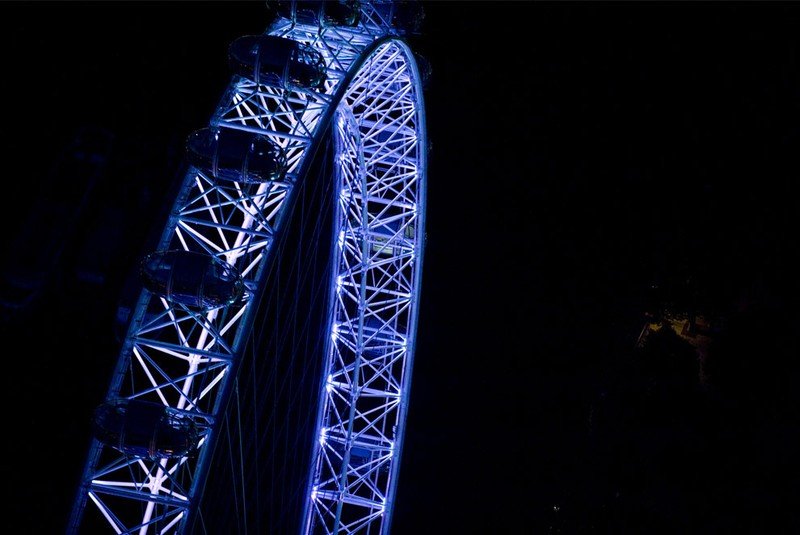 Bird's-eye view of London at night, United Kingdom