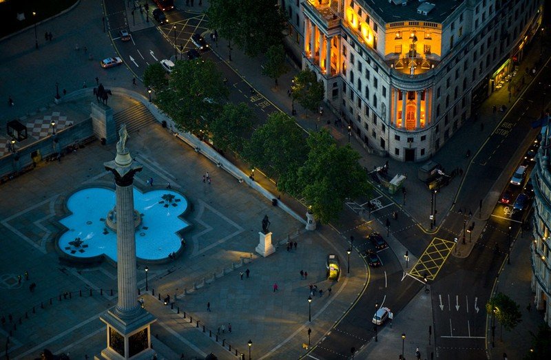 Bird's-eye view of London at night, United Kingdom