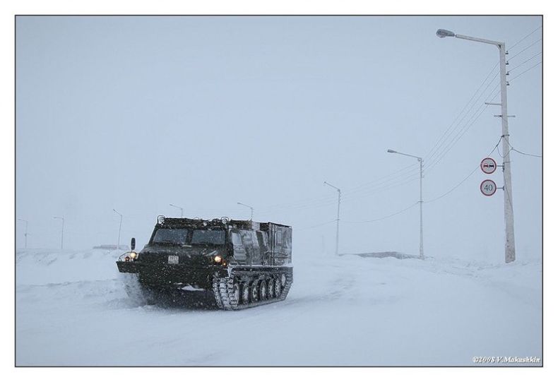 Transport in winter, Norilsk, Krasnoyarsk Krai, Russia