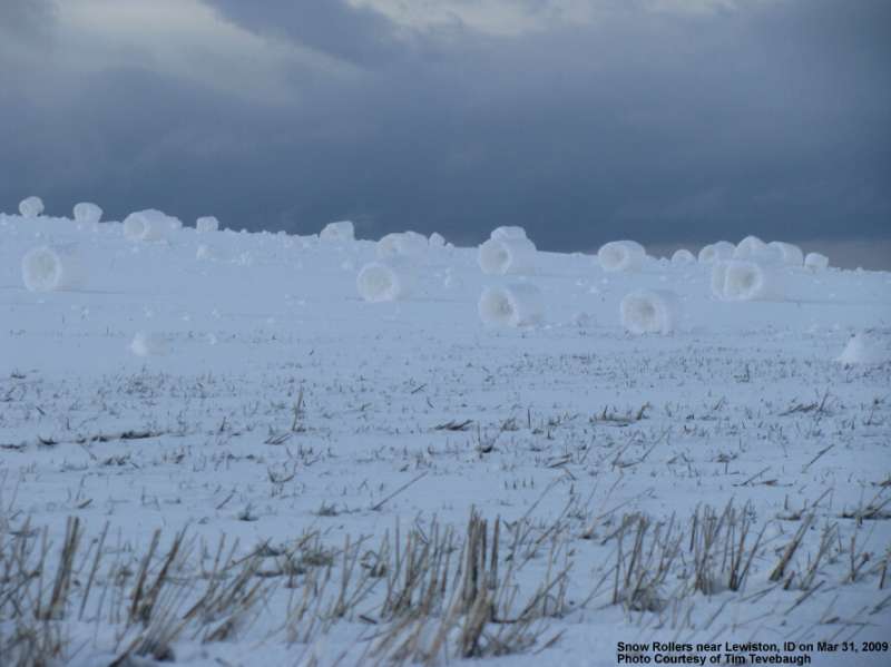 Snow rolls, unique natural phenomenon