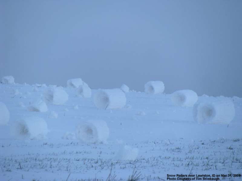 Snow rolls, unique natural phenomenon