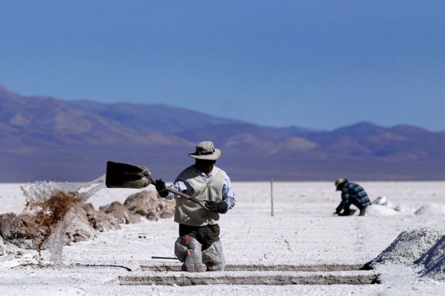 Extraction of salt somewhere, South America