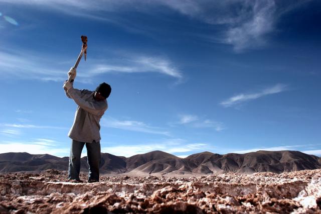 Extraction of salt somewhere, South America