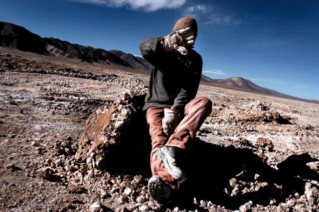 Extraction of salt somewhere, South America