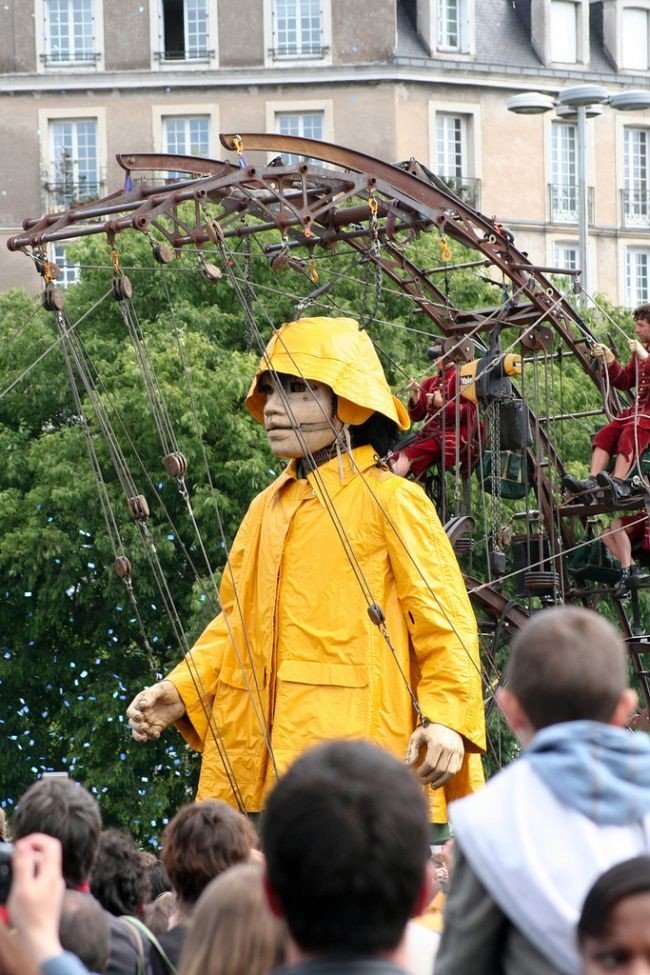 Gigantic stage with huge puppets, Nantes, France