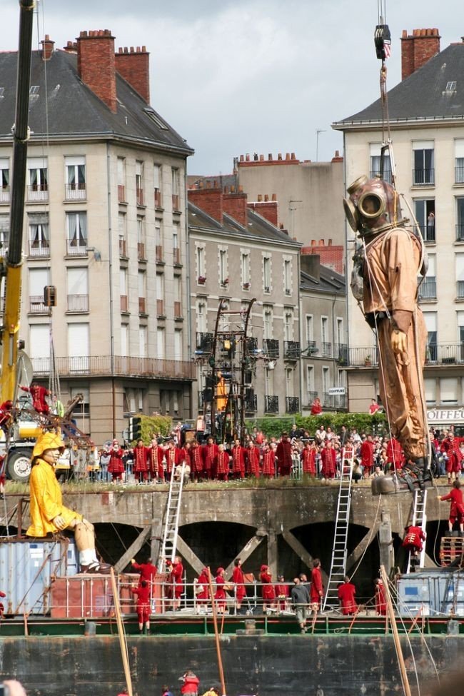 Gigantic stage with huge puppets, Nantes, France