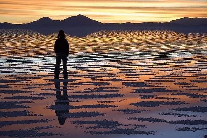 The largest mirror in the world, salt field, Bolivia