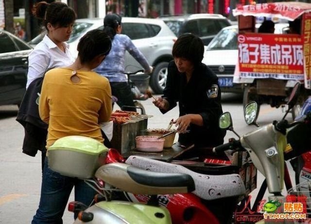 Sausage on a bicycle, China