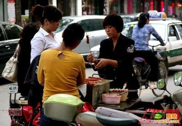 Sausage on a bicycle, China
