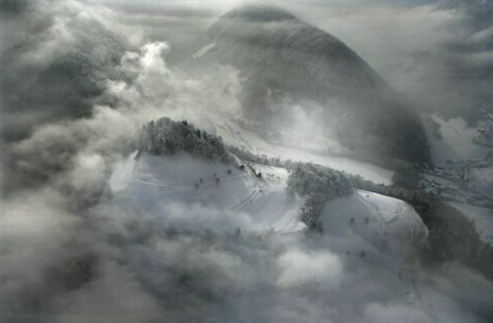 bird's-eye view aerial landscape photography