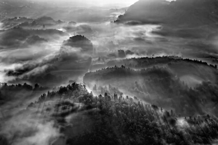 bird's-eye view aerial landscape photography