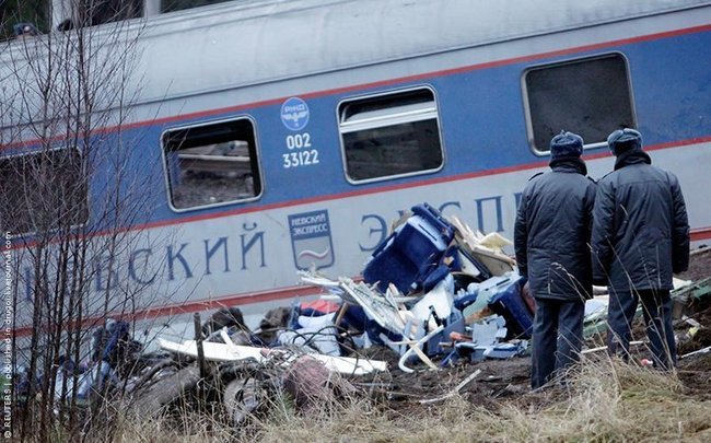 Nevsky Express undermined, Aleshinka-Uglovka route, Russia