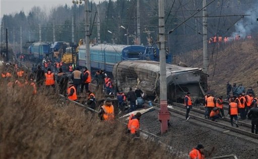 Nevsky Express undermined, Aleshinka-Uglovka route, Russia