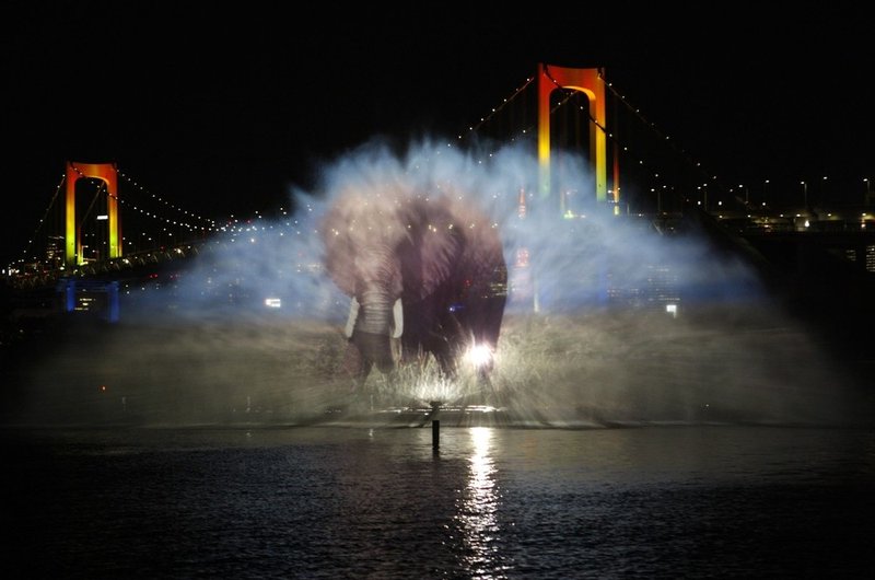 Odaiba water illumination, Tokyo, Japan