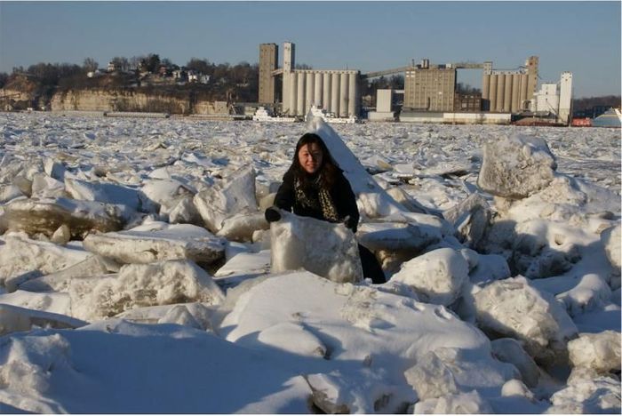 Mississippi frozen river, United States