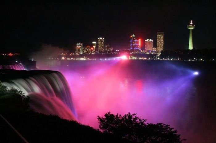 Night view of Niagara Falls, Canada, United States