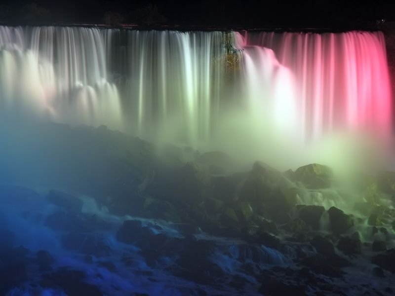 Night view of Niagara Falls, Canada, United States