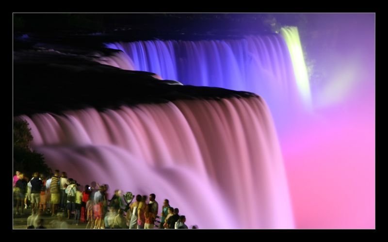 Night view of Niagara Falls, Canada, United States