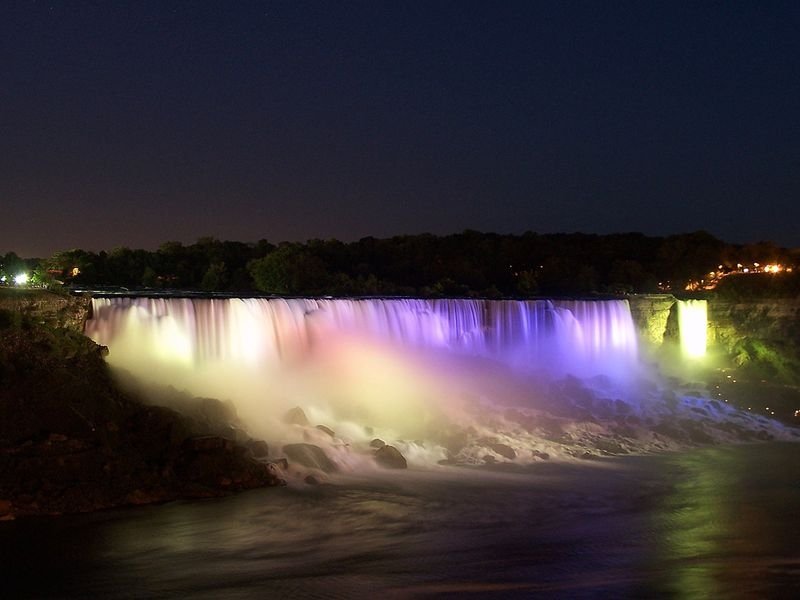 Night view of Niagara Falls, Canada, United States