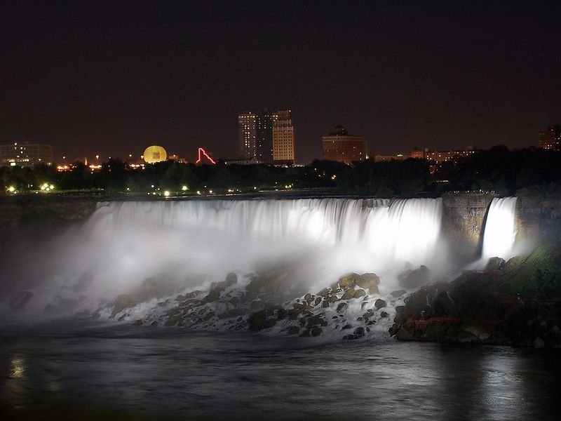 Night view of Niagara Falls, Canada, United States