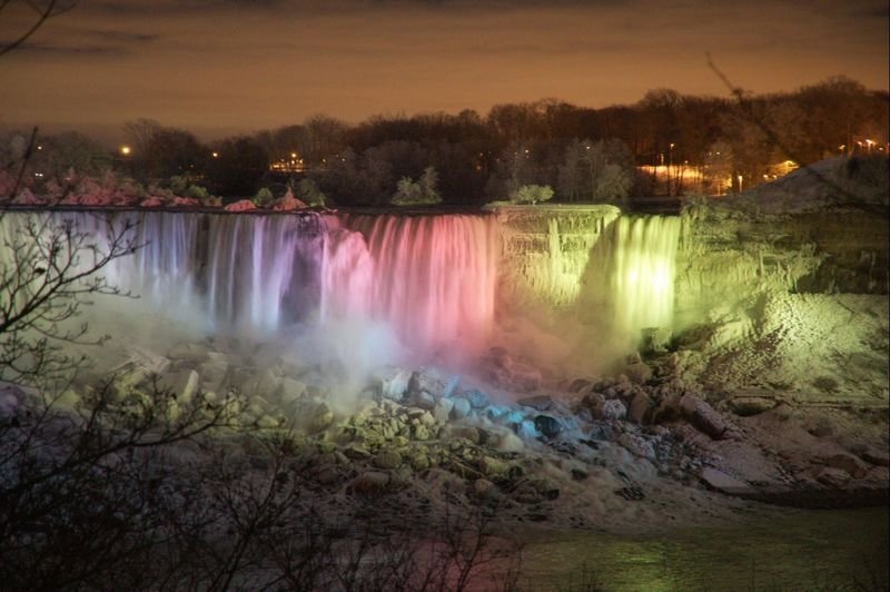 Night view of Niagara Falls, Canada, United States