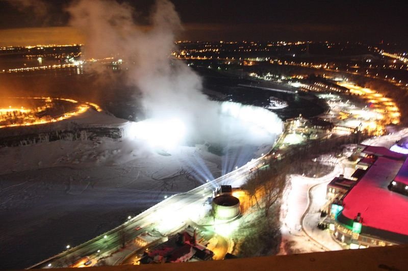 Night view of Niagara Falls, Canada, United States