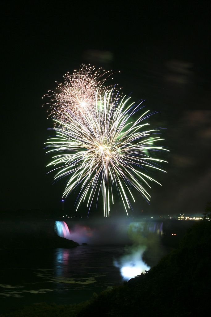 Night view of Niagara Falls, Canada, United States