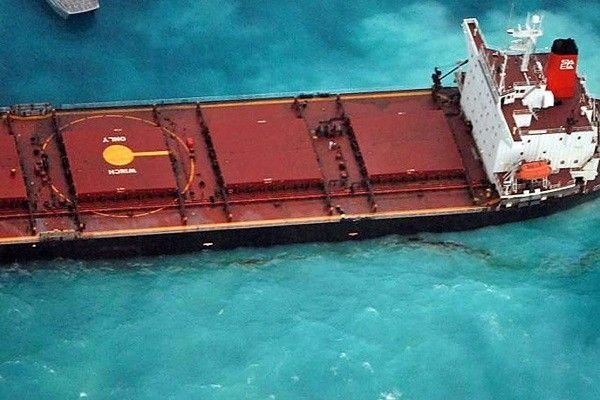 Stranded ship, Great Barrier Reef, Coral Sea, Queensland, Australia