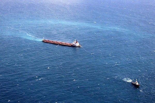 Stranded ship, Great Barrier Reef, Coral Sea, Queensland, Australia