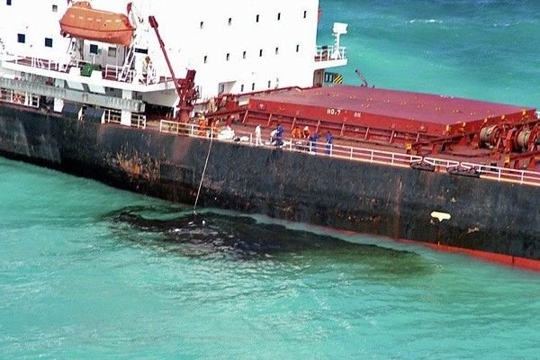 Stranded ship, Great Barrier Reef, Coral Sea, Queensland, Australia