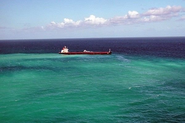 Stranded ship, Great Barrier Reef, Coral Sea, Queensland, Australia