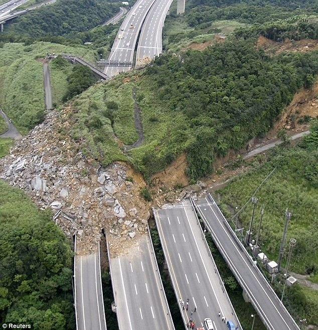 Landslide buried highway, Taipei, Taiwan