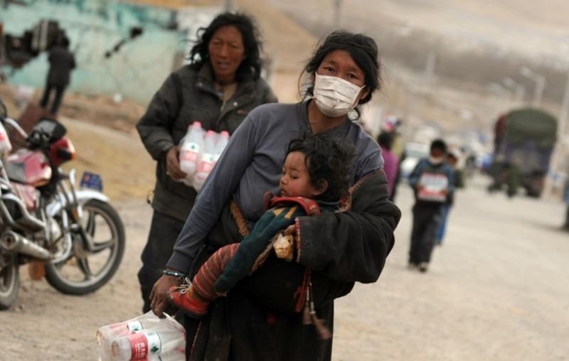 Earthquake in Yushu county, Qinghai, China