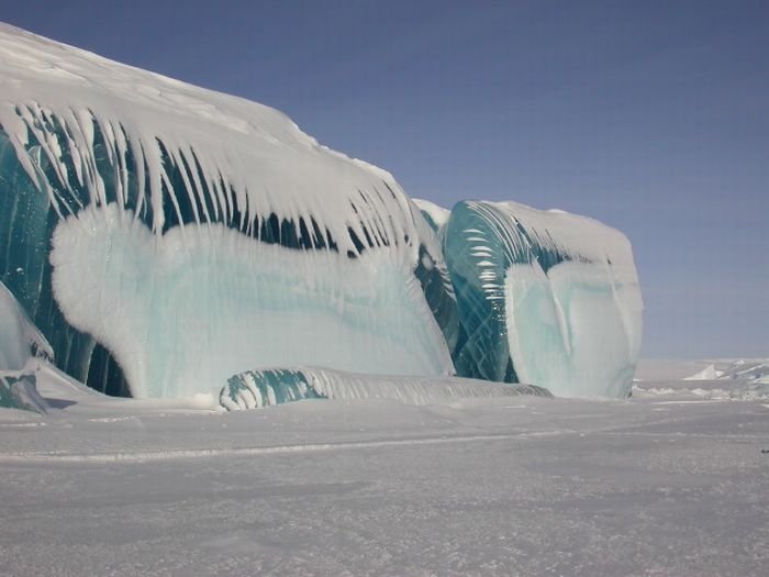 Blue ice from frozen waves, Antarctica