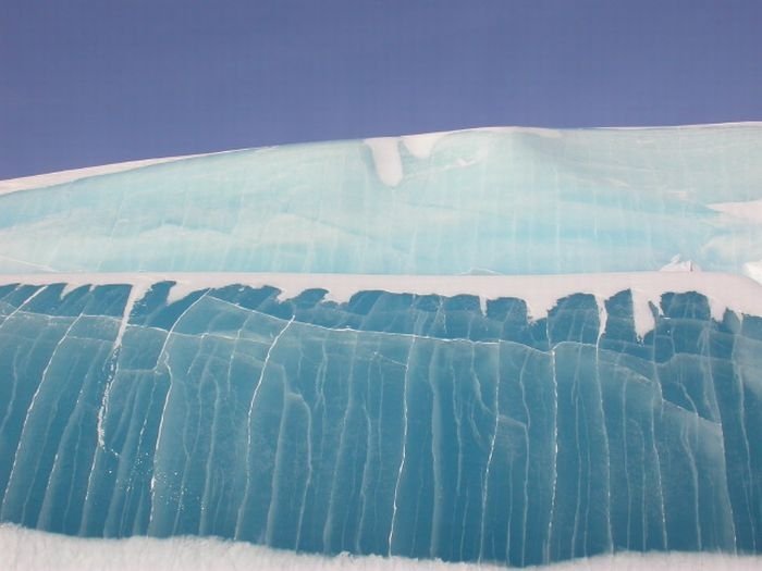 Blue ice from frozen waves, Antarctica