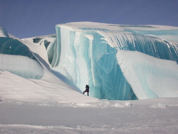 Blue ice from frozen waves, Antarctica