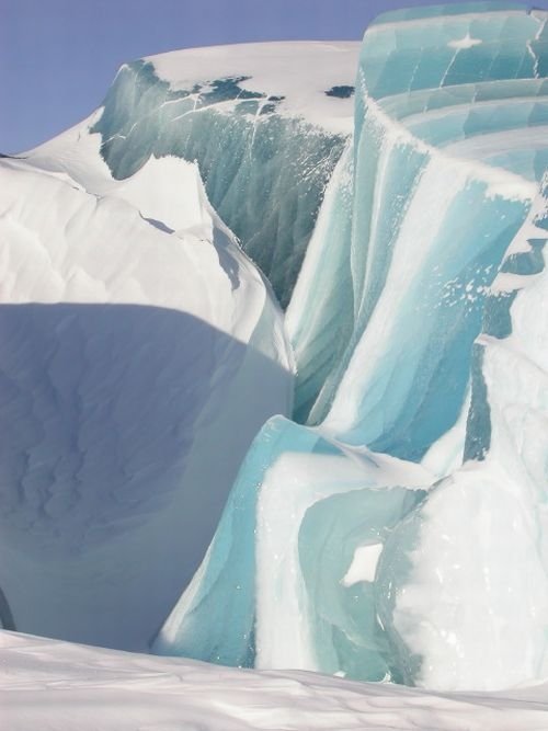 Blue ice from frozen waves, Antarctica