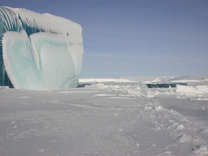 Blue ice from frozen waves, Antarctica