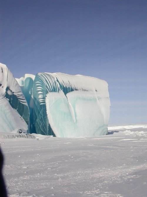 Blue ice from frozen waves, Antarctica