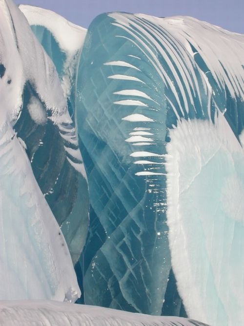 Blue ice from frozen waves, Antarctica