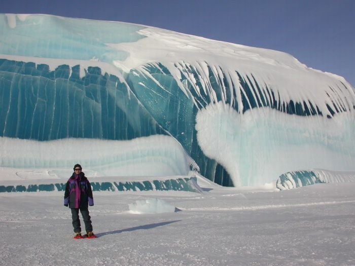 Blue ice from frozen waves, Antarctica