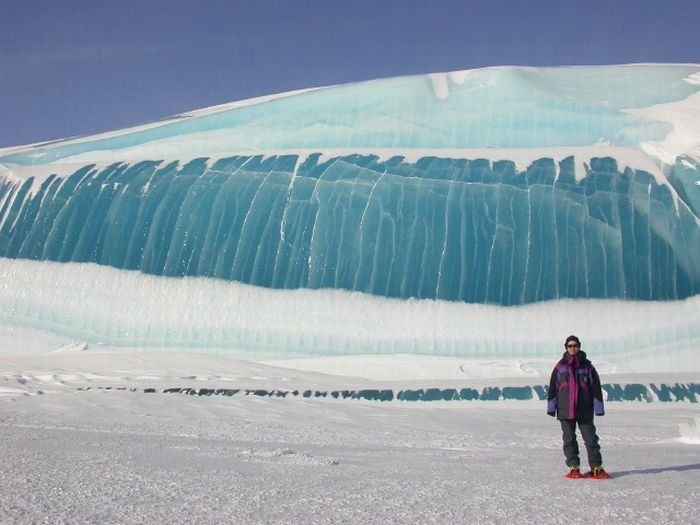 Blue ice from frozen waves, Antarctica