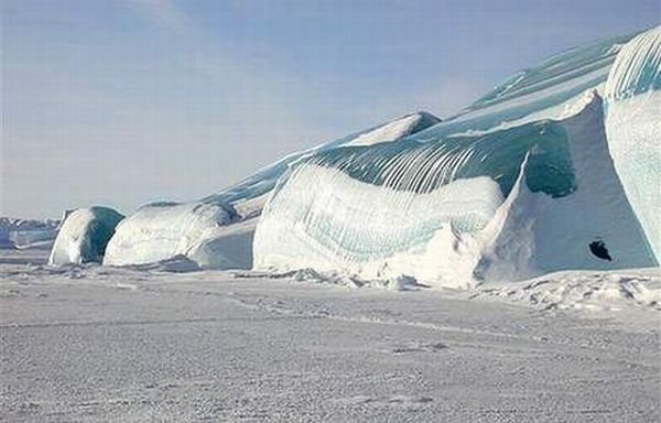 Blue ice from frozen waves, Antarctica