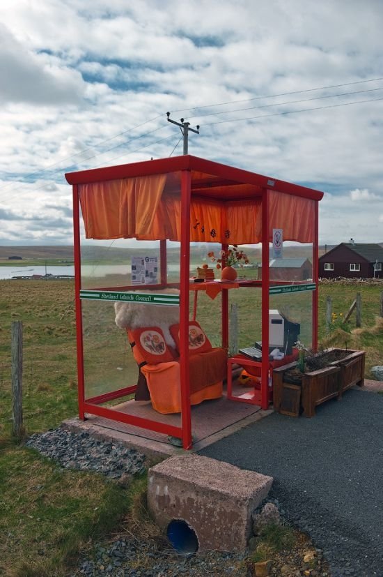 Bus stop, Unst, Scotland