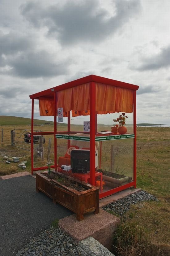 Bus stop, Unst, Scotland