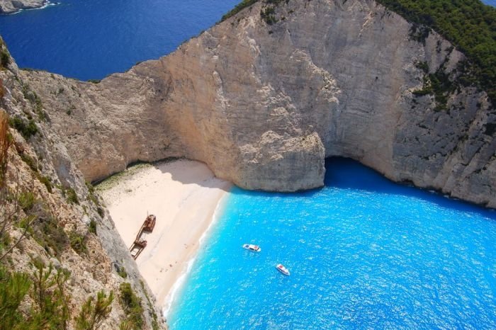 Shipwreck Cove, Navagio Beach on Zakynthos Island, Greece