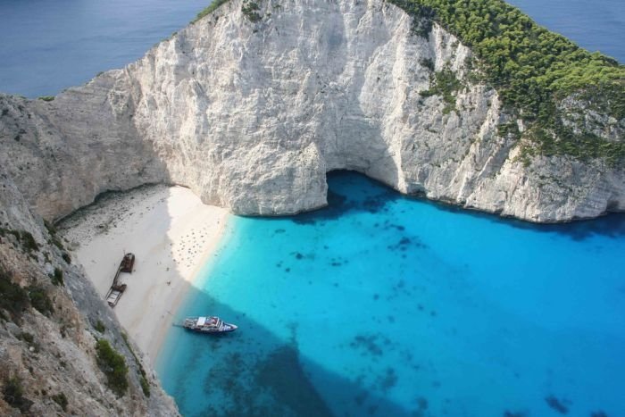 Shipwreck Cove, Navagio Beach on Zakynthos Island, Greece