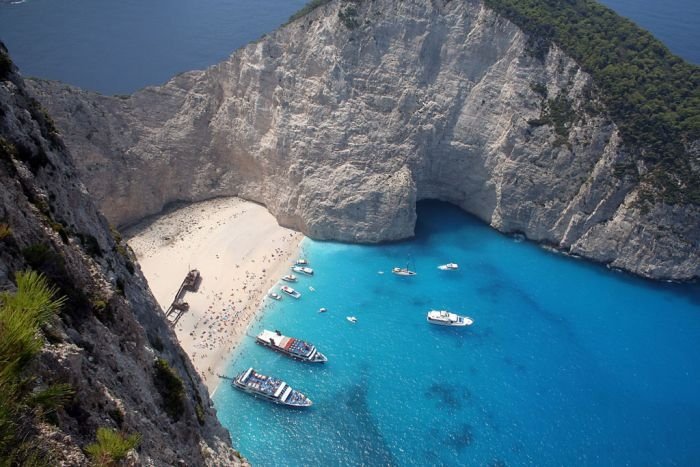 Shipwreck Cove, Navagio Beach on Zakynthos Island, Greece