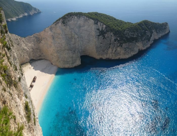 Shipwreck Cove, Navagio Beach on Zakynthos Island, Greece