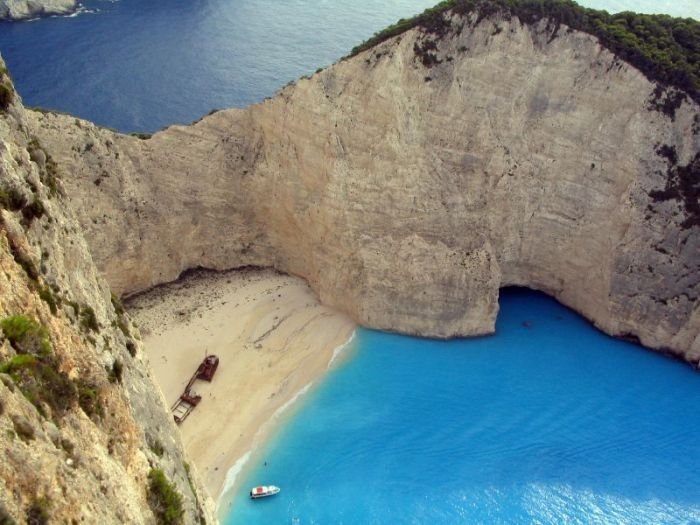 Shipwreck Cove, Navagio Beach on Zakynthos Island, Greece